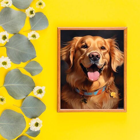 Vnuiehg Golden Retriever Dog ، الطلاء بأرقام للبالغين Acrylic DIY رقم الطلاء أدوات الدقيقة الجدار الهدية ، بدون إطار 16 × 20 بوصة in Saudi Arabia