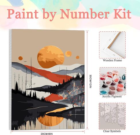 Auremi Mountain Paint by Numbers Kits for Adults Beginners,Easy Sunset Paint by Numbers on Canvas Framed DIY Landscape Painting by Numbers for Gift Home Wall Decor 8x12 Inch in Saudi Arabia