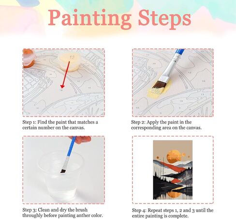Auremi Mountain Paint by Numbers Kits for Adults Beginners,Easy Sunset Paint by Numbers on Canvas Framed DIY Landscape Painting by Numbers for Gift Home Wall Decor 8x12 Inch in Saudi Arabia