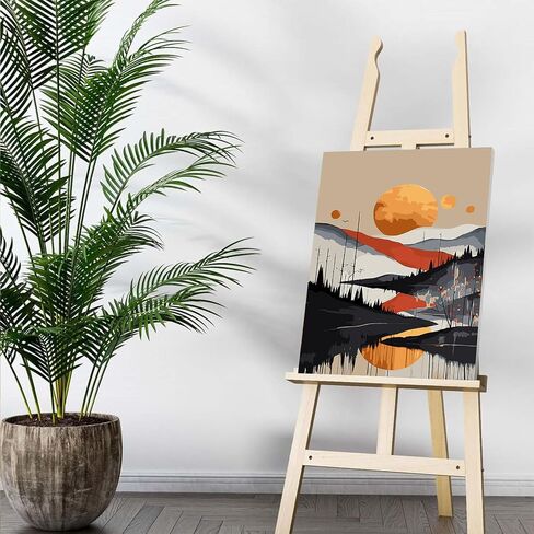 Auremi Mountain Paint by Numbers Kits for Adults Beginners,Easy Sunset Paint by Numbers on Canvas Framed DIY Landscape Painting by Numbers for Gift Home Wall Decor 8x12 Inch in Saudi Arabia