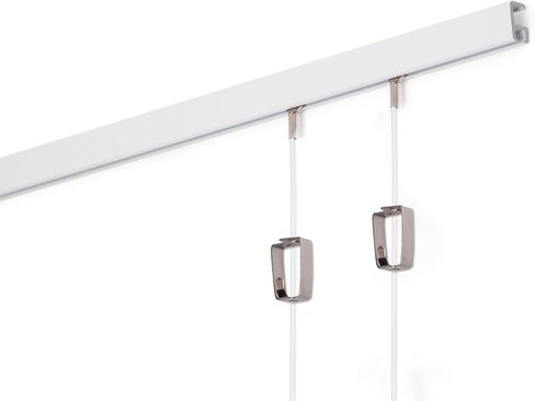 STAS Minirail Picture Hanging System Set - Covers 6.56 ft of Wall Space - Smallest Picture Rail & Art Hanging Gallery Kit for Art Display (White Rails, Includes 2 Hooks & Cords) in Saudi Arabia