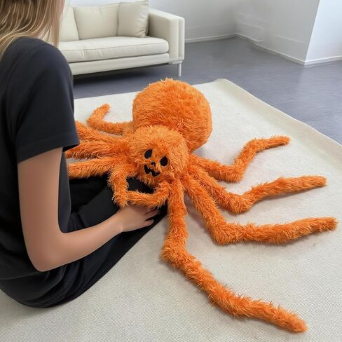 Spider Spider Plush - 34.6 بوصة كبيرة سوداء سوداء سوداء سوداء محشو بالحيوانات لديكور الهالوين ، الدعائم المخيفة للحفلات ، هدايا عيد ميلاد مزحة للأطفال والبالغين in Kuwait