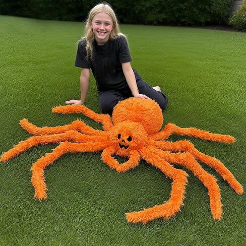Spider Spider Plush - 34.6 بوصة كبيرة سوداء سوداء سوداء سوداء محشو بالحيوانات لديكور الهالوين ، الدعائم المخيفة للحفلات ، هدايا عيد ميلاد مزحة للأطفال والبالغين in Kuwait