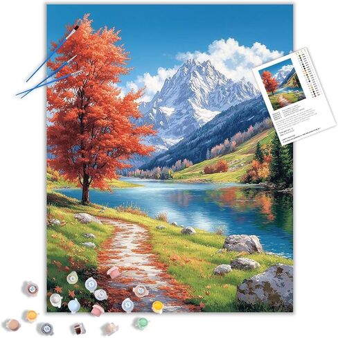 ARNLRDYA Mount Fuji Paint by Number Kits for Adults Beginner, Cherry Blossoms Paint by Numbers, Floral Sunset Acrylic Painting for Gift Home Decor(16×20inch, Unframe) in Kuwait