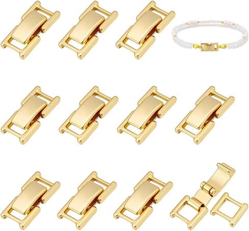 PH Pandahall 12pcs 24K Clasps Plated Flated Clasps مستطيلات المشابك مشابك مجوهرات تمديدات المشبك إغلاق المشبك على المشبك لأساور القلادات المجوهرات DIY ، 14 × 7 ملم in Kuwait