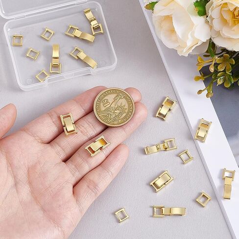 PH Pandahall 12pcs 24K Clasps Plated Flated Clasps مستطيلات المشابك مشابك مجوهرات تمديدات المشبك إغلاق المشبك على المشبك لأساور القلادات المجوهرات DIY ، 14 × 7 ملم in Kuwait