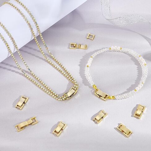 PH Pandahall 12pcs 24K Clasps Plated Flated Clasps مستطيلات المشابك مشابك مجوهرات تمديدات المشبك إغلاق المشبك على المشبك لأساور القلادات المجوهرات DIY ، 14 × 7 ملم in Kuwait