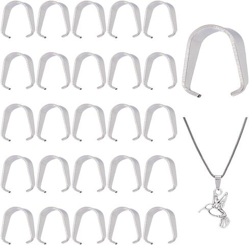 DICOSMETIC 100Pcs Clasps Stainless Steel Snap on Bails Hook Pinch Clip Bail Pendant Necklace Clasps Pendant Bail Connector Hook Pendant Connectors for Jewelry Making 8x7mm in Saudi Arabia