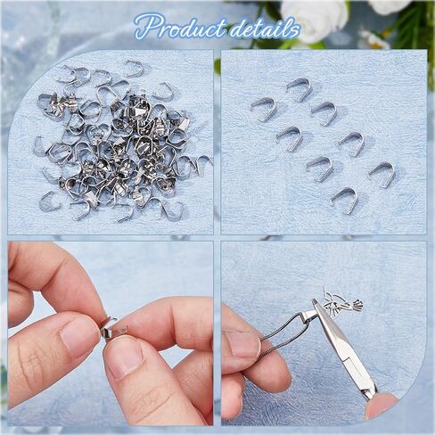 DICOSMETIC 100Pcs Clasps Stainless Steel Snap on Bails Hook Pinch Clip Bail Pendant Necklace Clasps Pendant Bail Connector Hook Pendant Connectors for Jewelry Making 8x7mm in Saudi Arabia