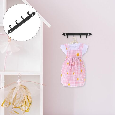 LOGOFUN 2pcs Miniature Wall Coat Rack 1:12 Scale Dollhouse Mini Clothes Hooks Tiny Hanging Hangers for Micro Furniture Accessory - Black in Saudi Arabia