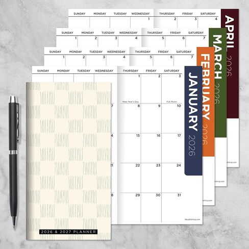 TF Publishing 2026-2027 Fintage Blooms Small Monthly Pocket Planner مع 2 صفحة تقويم كبيرة وقسم الملاحظات المبطنة - تقويم الجيب لمدة عامين 2026-2027 مثالي للمحفظة - 3.5 بوصة × 6.5 بوصة in Saudi Arabia