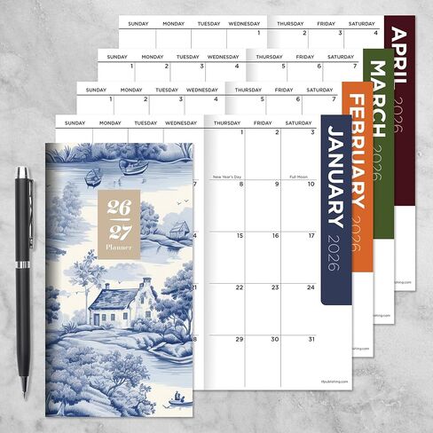 TF Publishing 2026-2027 Vintage Blooms Small Monthly Pocket Planner with 2 Page Large Calendar Grid and Lined Notes Section - 2 Year Pocket Calendar 2026-2027 Perfect for Purse - 3.5in x 6.5in in Kuwait