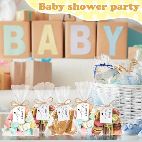 Yexiya 100 Set a Sweet Thank You Tags Candy Bags Wedding Favor Tags 4x6 Inches Cellophane Bags with String for Baby Shower Wedding Favor Labels Guest Welcome Bag Stuffers Bulk in Saudi Arabia