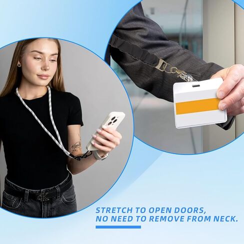 2 حزمة Scrunchie Lanyards لشارات الهوية والمفاتيح - الأسود القابل للسحب مفاتيح العنق الحبل الممتد مع إغلاق مقطع للمعلمين والممرضات والمدرسة والمكتب in Kuwait