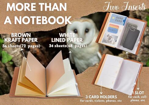 InnoBeta Owl Gifts Journal for Owl Lover - 7.8"x5" Leather Embossed Refillable Notebook - Gifts for Appreciation, Congratulations, Christmas and Birthday in Saudi Arabia