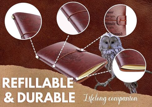 InnoBeta Owl Gifts Journal for Owl Lover - 7.8"x5" Leather Embossed Refillable Notebook - Gifts for Appreciation, Congratulations, Christmas and Birthday in Saudi Arabia