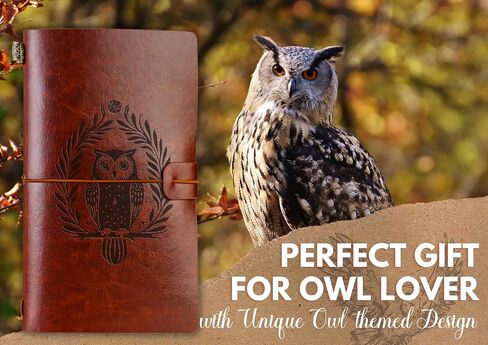 InnoBeta Owl Gifts Journal for Owl Lover - 7.8"x5" Leather Embossed Refillable Notebook - Gifts for Appreciation, Congratulations, Christmas and Birthday in Saudi Arabia