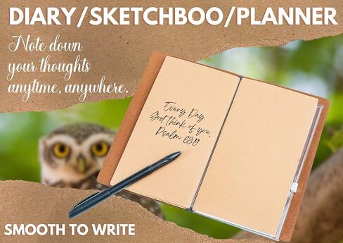 InnoBeta Owl Gifts Journal for Owl Lover - 7.8"x5" Leather Embossed Refillable Notebook - Gifts for Appreciation, Congratulations, Christmas and Birthday in Saudi Arabia