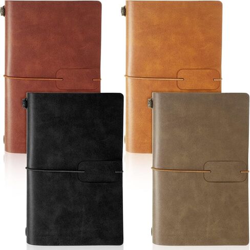 Epakh 4 Pack Vintage Travel Notebook Leather Journal Notebooks Refillable Journal Diary Planner PU Leather Lined Note Book Writing Journal for Men Women, 4.72 x 7.87 Inches, 80 Sheets/ 160 Pages in Saudi Arabia