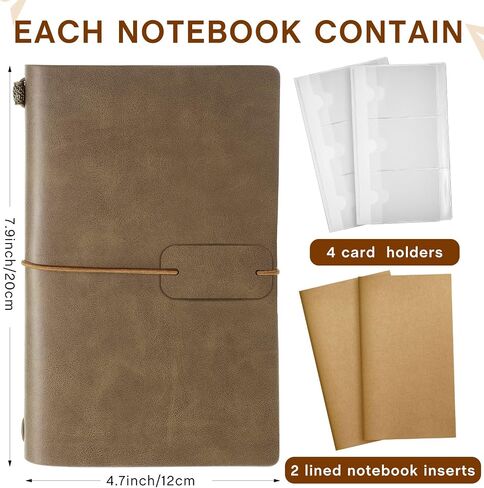Epakh 4 Pack Vintage Travel Notebook Leather Journal Notebooks Refillable Journal Diary Planner PU Leather Lined Note Book Writing Journal for Men Women, 4.72 x 7.87 Inches, 80 Sheets/ 160 Pages in Saudi Arabia