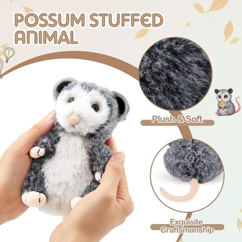 Shappy Possum Stuffed Animal Opossum Plush Cuddle Realistic Possum Plushies Cute Soft Toy Birthday Gifts for Kids Women Men Funny Operation Christmas Items Adorable Gag Gift, 5.5 Inches in Saudi Arabia