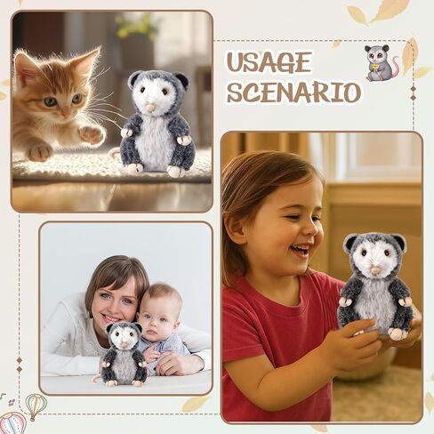 Shappy Possum Stuffed Animal Opossum Plush Cuddle Realistic Possum Plushies Cute Soft Toy Birthday Gifts for Kids Women Men Funny Operation Christmas Items Adorable Gag Gift, 5.5 Inches in Saudi Arabia