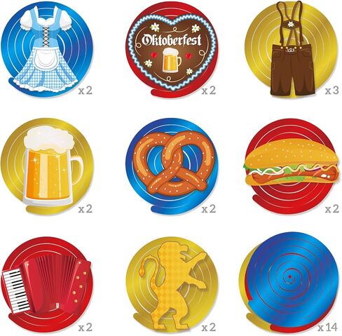 The Munich Oktoberfest Swirl Decorations,German Oktoberfest Party Hanging Whirl Streamers,Wiesenbier Party Supplies,Sausage,Beer,Gold Dress,Leather Pants Hanging Decorations for Party Together in Kuwait