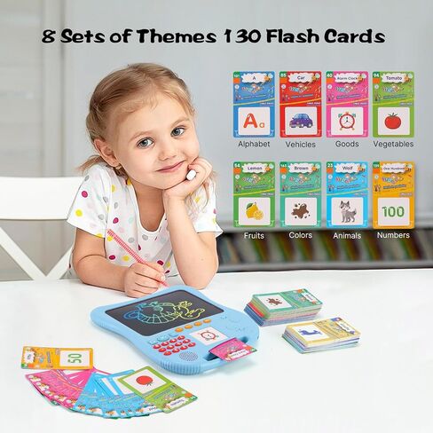 Kids Educational Learning Toys with Math Games,Talking Flash Cards and Writing Drawing Tablet, Speech Therapy Autism Sensory Toys Gifts for Toddler Preschool Activities Boys Girls Ages 3-10 (Blue) in Saudi Arabia