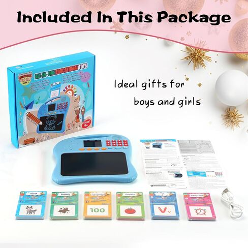 Kids Educational Learning Toys with Math Games,Talking Flash Cards and Writing Drawing Tablet, Speech Therapy Autism Sensory Toys Gifts for Toddler Preschool Activities Boys Girls Ages 3-10 (Blue) in Saudi Arabia