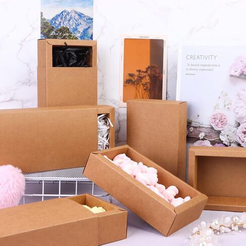 26 PCS RECTANGER DRIVER Kraft Boxes Small Crafts Cardboard صناديق التعبئة الحاضرات الصناديق للتغليف لصالح الحفلات ، وحرف الحلوى والمجوهرات ، 6.5 × 3.7 × 1.6 بوصة (أسود) in Saudi Arabia