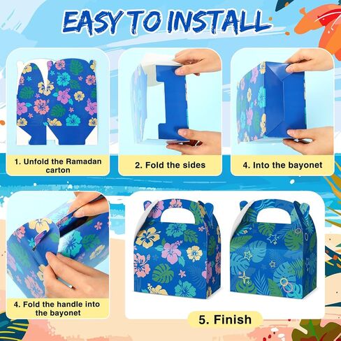 engrowtic 30 PCS حفلة هاواي لصالح الصناديق الصيفية الصيفية لحفلة الحلوى صناديق هدايا هاواي ذات طابع Hibiscus gable in Saudi Arabia
