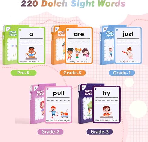 Dolch Sight Words Flash Cards رياض الأطفال ، بطاقات فلاش Toddler تتراوح أعمارهم بين 3-4 in Saudi Arabia