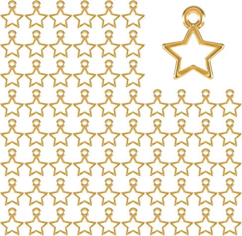 100PCS Gold Star Charms Mini Metal Hollow Star Beads Small Pentagram Dangle Pendants Bulk for DIY Jewelry Making Necklace Bracelet Earring Keychain Christmas Decoration in Kuwait