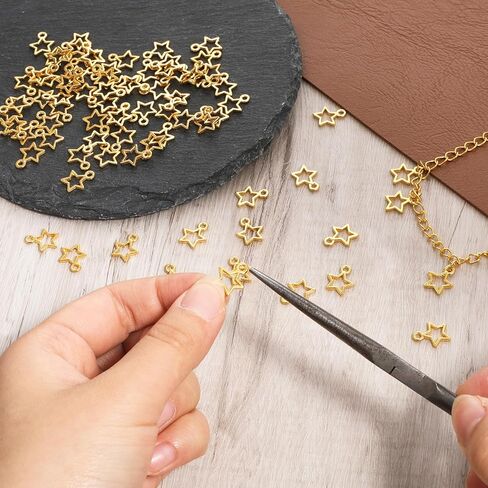 100PCS Gold Star Charms Mini Metal Hollow Star Beads Small Pentagram Dangle Pendants Bulk for DIY Jewelry Making Necklace Bracelet Earring Keychain Christmas Decoration in Kuwait