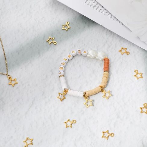 100PCS Gold Star Charms Mini Metal Hollow Star Beads Small Pentagram Dangle Pendants Bulk for DIY Jewelry Making Necklace Bracelet Earring Keychain Christmas Decoration in Kuwait