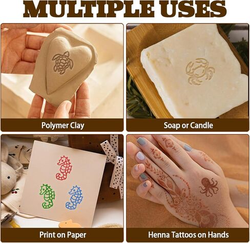 OLYCRAFT 5PCS 5 أنماط الحيوان موضوع طوابع طين خشبية 1.7x1.1 بوصة ختم الخشب مع مقبض مقبض الخشب أدوات الفخار أختام ختم صغير صغير لصنع بطاقات الطين وسكر القصاصات in Saudi Arabia