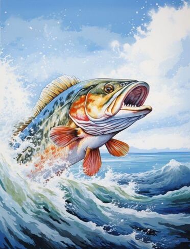 Cross Cross Stitch Kits Kit Crossing Mattern for Home Decor ، 11ct مطبوع مسبقًا من التطريز الحرف الإبرة Kit 40x50cm-Sea Bass A2 in Saudi Arabia