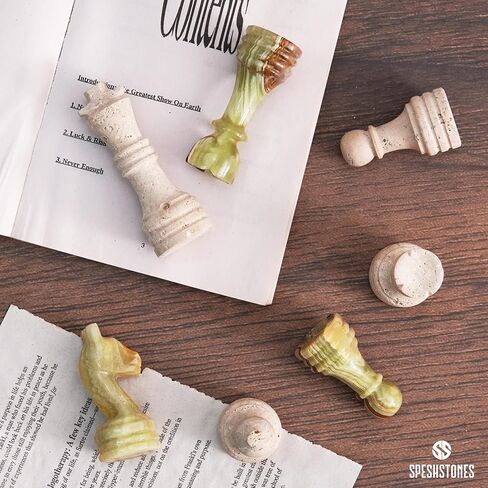 Marble Chess Pieces 3.5 Inch Travertine and Oceanic Stone Figures for Adults and Family, Classic Board Games Accessories for Draughts and Travel Strategy Play in Saudi Arabia