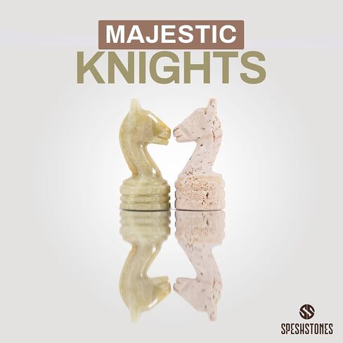 Marble Chess Pieces 3.5 Inch Travertine and Oceanic Stone Figures for Adults and Family, Classic Board Games Accessories for Draughts and Travel Strategy Play in Saudi Arabia