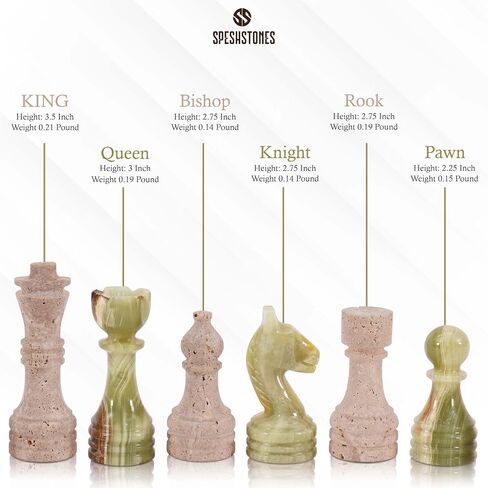 Marble Chess Pieces 3.5 Inch Travertine and Oceanic Stone Figures for Adults and Family, Classic Board Games Accessories for Draughts and Travel Strategy Play in Saudi Arabia