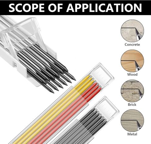 أقلام النجارين من Greywolf 2-Pack ، أقلام الرصاص النجارين الشاقين مع 14 عبوات ، علامات قلم رصاص تلقائي عميقة من الثقب العميق مع المبدع المدمج للنجارين ، المهندسين المعماريين (الأسود ، الأحمر) in Kuwait