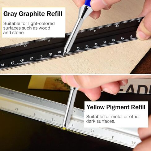 أقلام النجارين من Greywolf 2-Pack ، أقلام الرصاص النجارين الشاقين مع 14 عبوات ، علامات قلم رصاص تلقائي عميقة من الثقب العميق مع المبدع المدمج للنجارين ، المهندسين المعماريين (الأسود ، الأحمر) in Kuwait