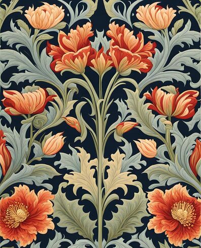 Generic William Morris Style Collection PD (196) - تصميم WANDLE - نمط النسيج - فان -غو طلاء من خلال مجموعة 50 × 65 سم لا إطار in Saudi Arabia