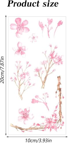 3 Sheets Cherry Blossom Tree Washi Stickers, Cherry Flower Stickers, Pink Floral Decals for Scrapbook, DIY Crafts, Furniture, Windows, Water Bottles, Self Adhesive Sakura Flower Sticker in Saudi Arabia