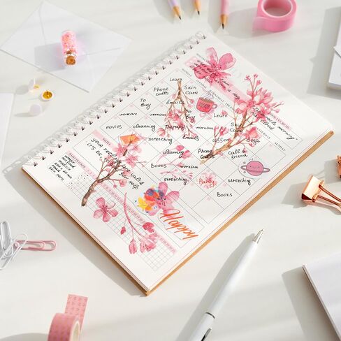 3 Sheets Cherry Blossom Tree Washi Stickers, Cherry Flower Stickers, Pink Floral Decals for Scrapbook, DIY Crafts, Furniture, Windows, Water Bottles, Self Adhesive Sakura Flower Sticker in Saudi Arabia