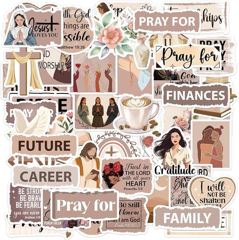 50 Pcs Christian Bible Verse Inspirational Stickers, Religious Spiritual Prayer Motivational Stickers, Cute Decals for Laptop Water Bottle Vision Board Scrapbook Journaling in Saudi Arabia
