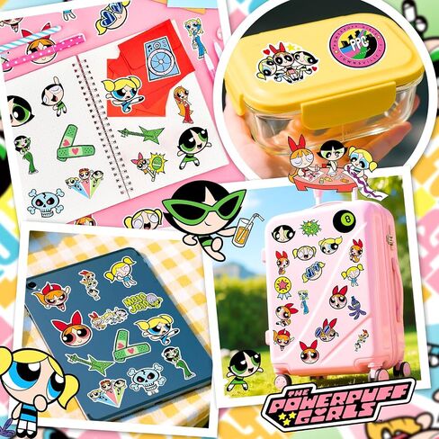 ملصقات PowerPuff Girls للأطفال - 50 بكسل ملصقات زجاجة ماء لطيفة للفتيات ، وشارات الفينيل المقاومة للماء للكمبيوتر المحمول ، والأمتعة ، ولوحة التزلج ، وحالة الهاتف ، وفضل حفلات الأطفال ، والهدايا للفتيات والشباب in Kuwait