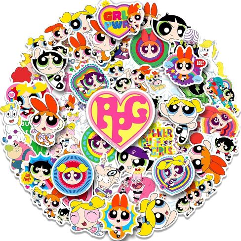 ملصقات PowerPuff Girls للأطفال - 50 بكسل ملصقات زجاجة ماء لطيفة للفتيات ، وشارات الفينيل المقاومة للماء للكمبيوتر المحمول ، والأمتعة ، ولوحة التزلج ، وحالة الهاتف ، وفضل حفلات الأطفال ، والهدايا للفتيات والشباب in Kuwait