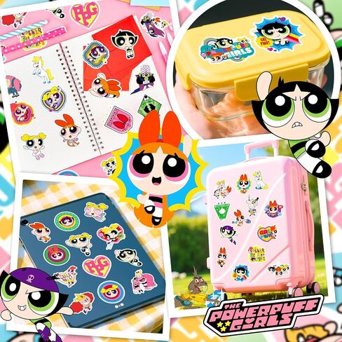 ملصقات PowerPuff Girls للأطفال - 50 بكسل ملصقات زجاجة ماء لطيفة للفتيات ، وشارات الفينيل المقاومة للماء للكمبيوتر المحمول ، والأمتعة ، ولوحة التزلج ، وحالة الهاتف ، وفضل حفلات الأطفال ، والهدايا للفتيات والشباب in Kuwait