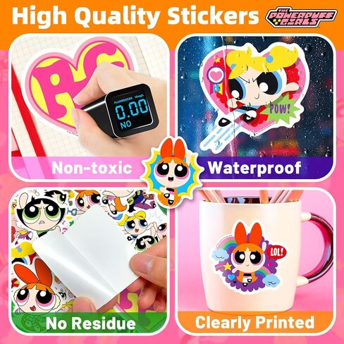 ملصقات PowerPuff Girls للأطفال - 50 بكسل ملصقات زجاجة ماء لطيفة للفتيات ، وشارات الفينيل المقاومة للماء للكمبيوتر المحمول ، والأمتعة ، ولوحة التزلج ، وحالة الهاتف ، وفضل حفلات الأطفال ، والهدايا للفتيات والشباب in Kuwait